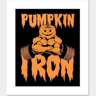 Halloween Pumpkin Barbell Iron Posters and Art